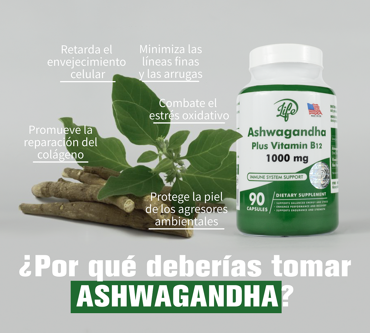 ASHWAGANDHA PLUS VITAMIN B12 1000MG